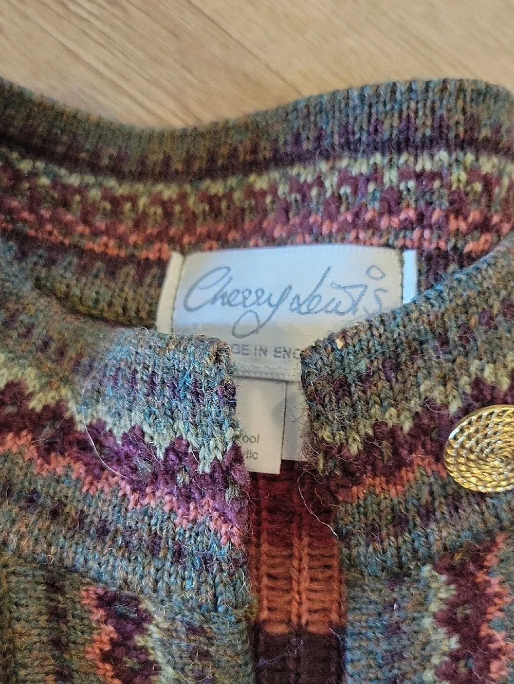 Cherry Lewis EUC Wool Made In England Cardigan